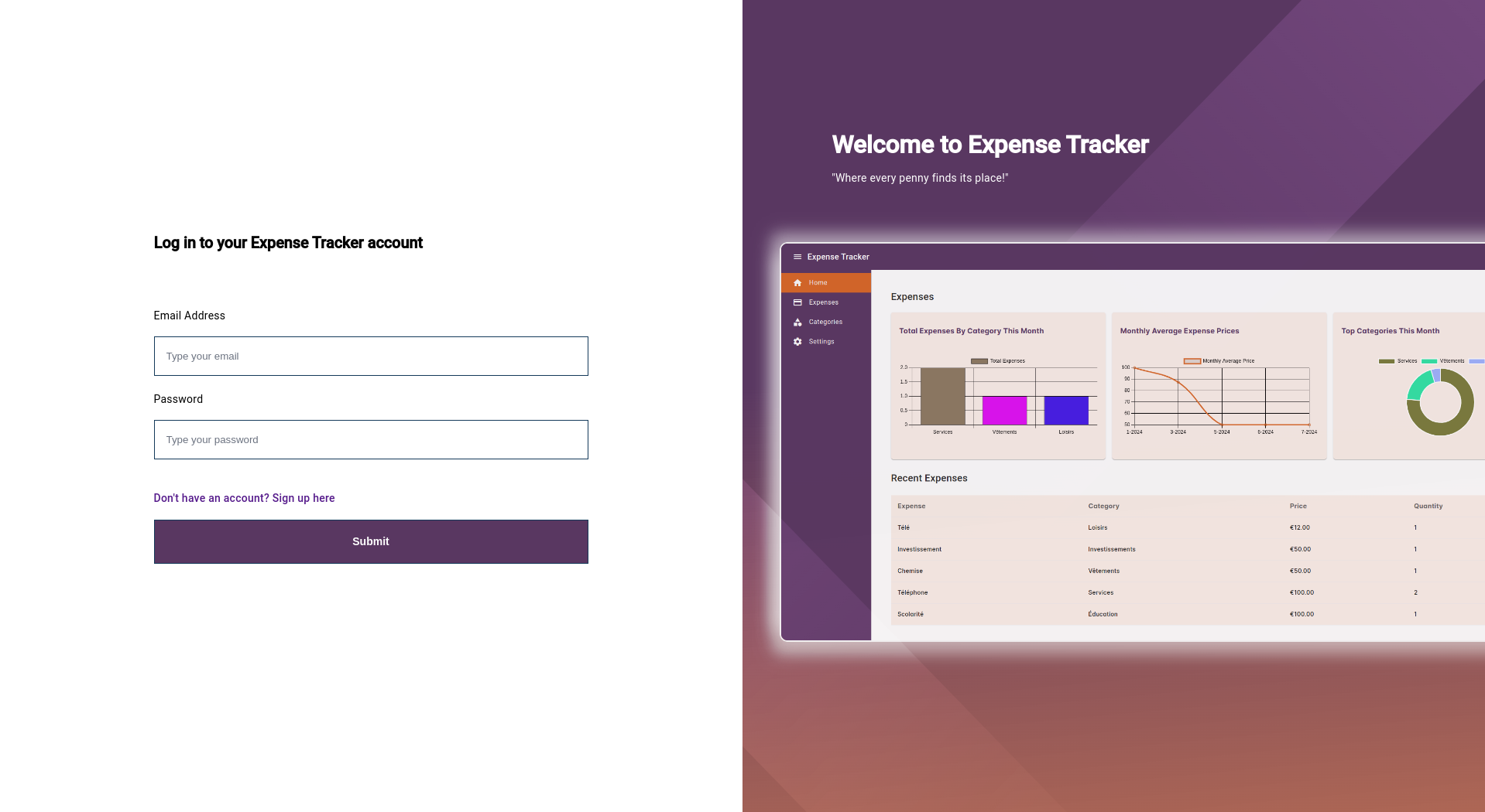 image for expense tracker project